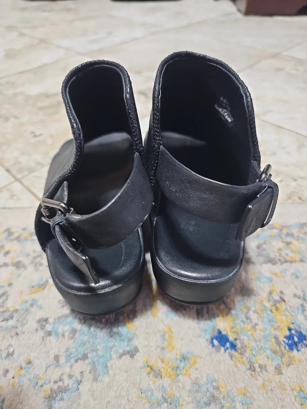 Gentle Souls Rocker 3 Le Black Leather Slingback Sandals Size 7.5M